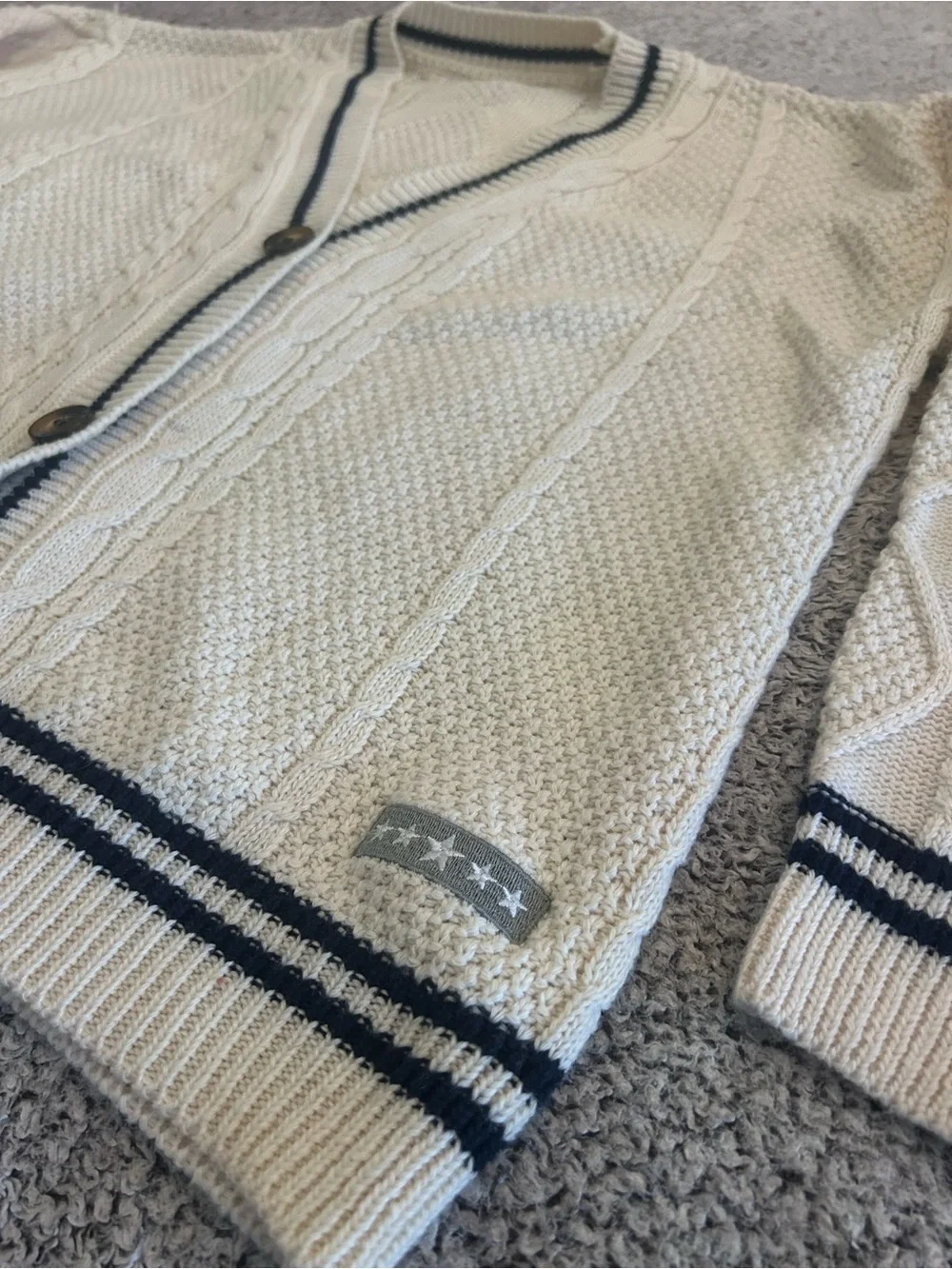 NWOT Taylor Swift Folklore Inspired Cream Cable Knit Star Cardigan Sweater S/M